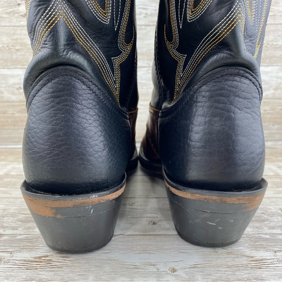 Durango Cowboy Black & Brown Pull On Leather Boots- Mens size 8.5 EE - Picture 6 of 17